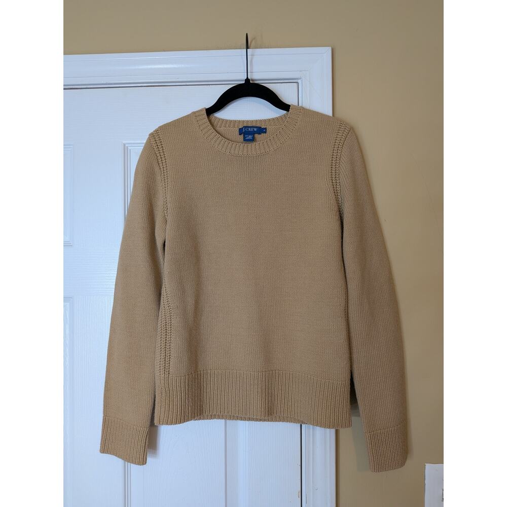 J.Crew Merino Wool Sweater Crewneck Size Small Tan Classic Preppy Minimalist